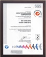 HIWIN Corporation, ISO 13485 certificate from SGS United Kingdom Ltd.